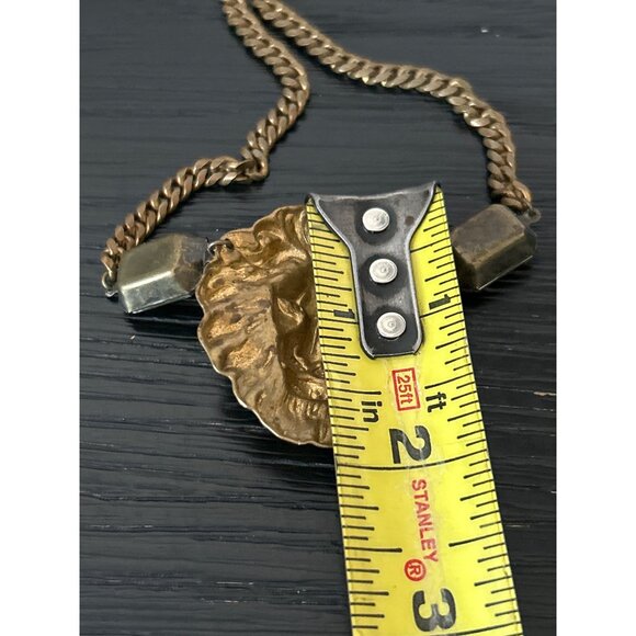 VTG Gold-Tone Lion Pendant Necklace Clear Faceted Crystal Accents Chunky Chain - Picture 11 of 11
